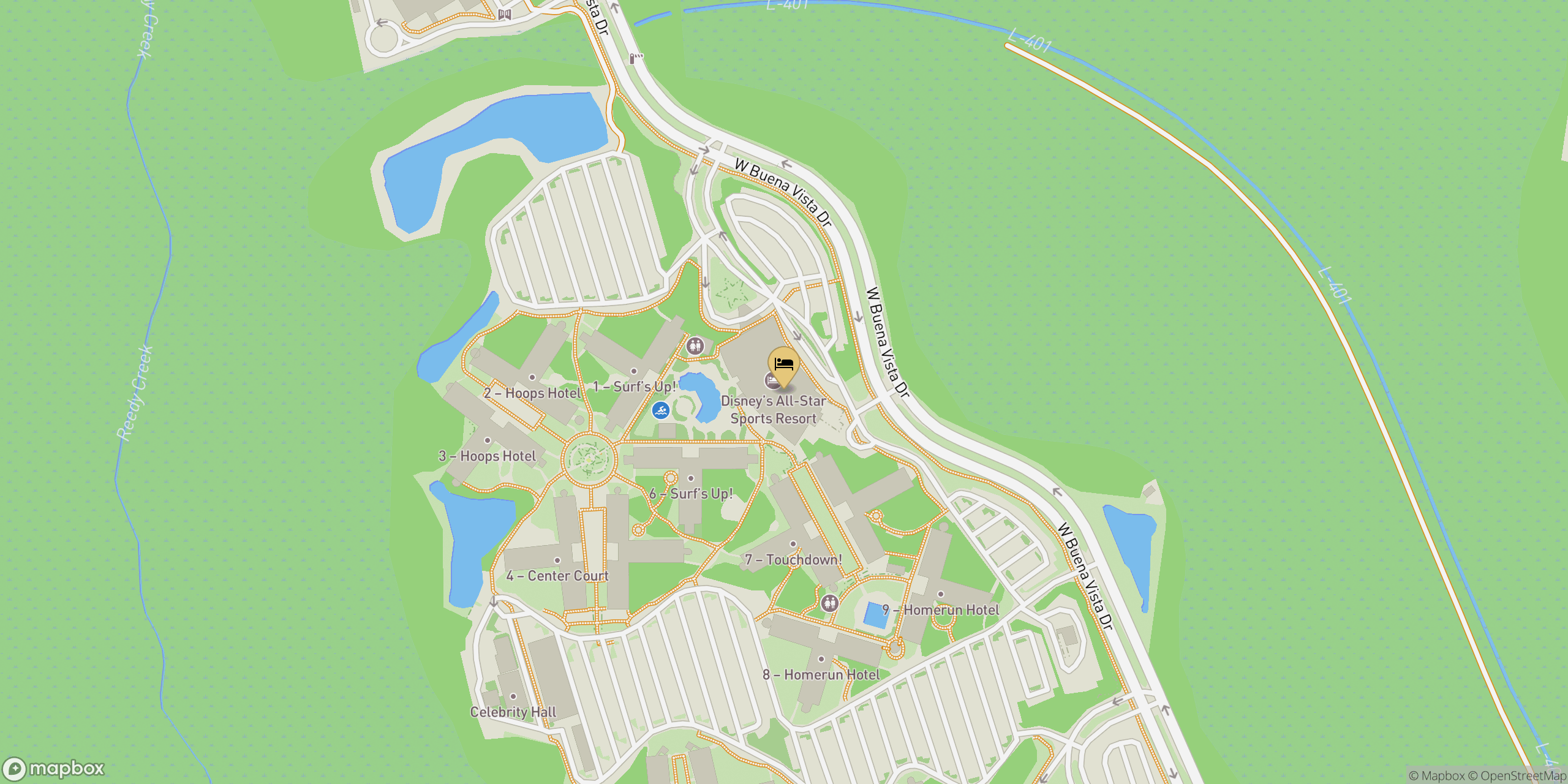 Map showing location of All-Star Sports Resort