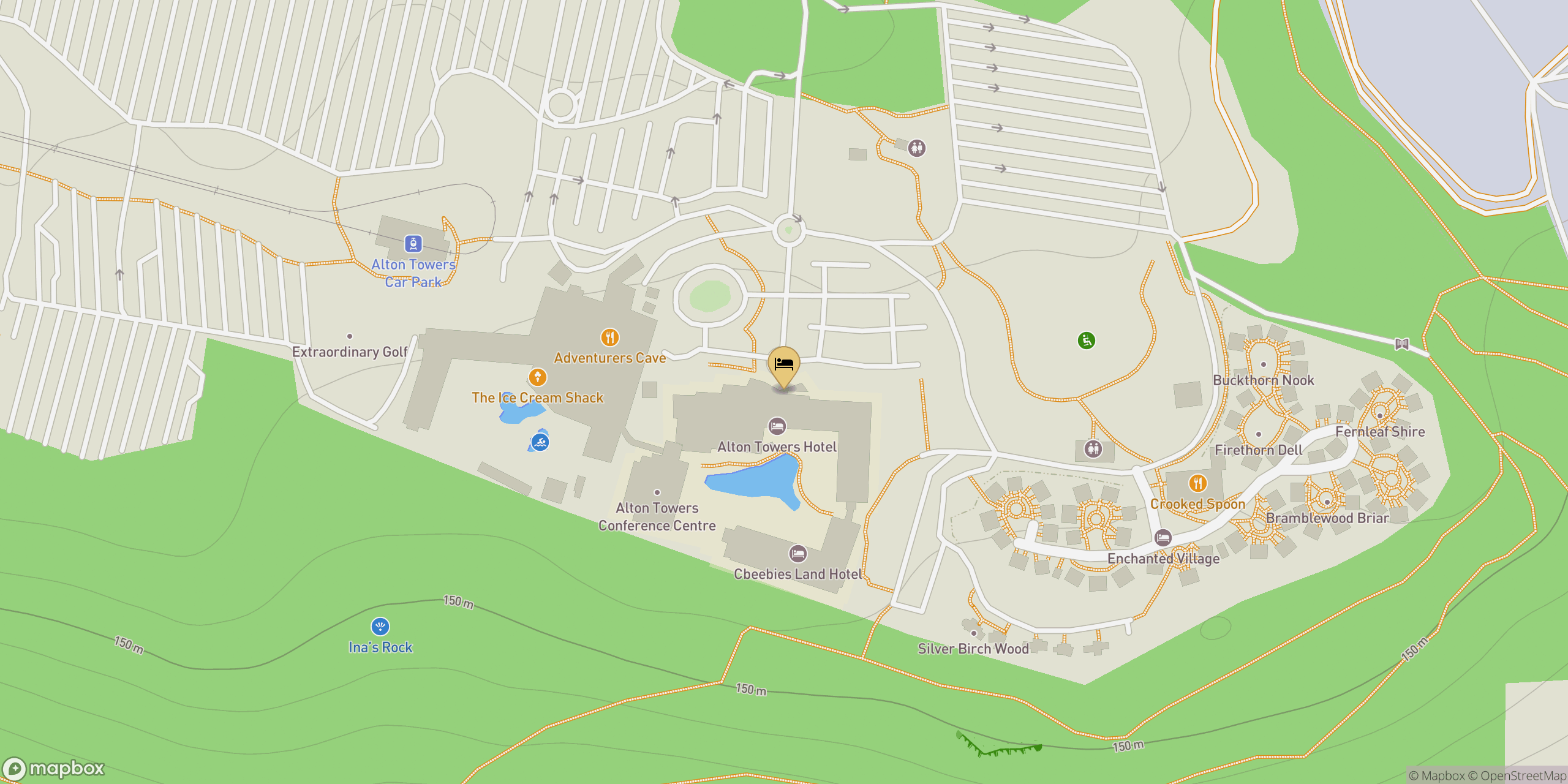 Map showing location of Alton Towers Hotel