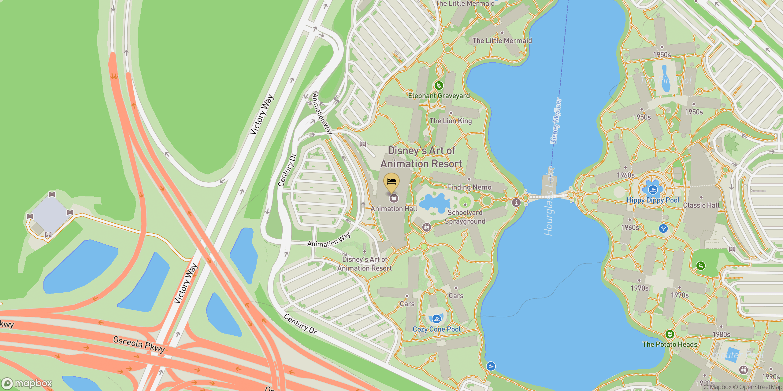Map showing location of Art of Animation Resort