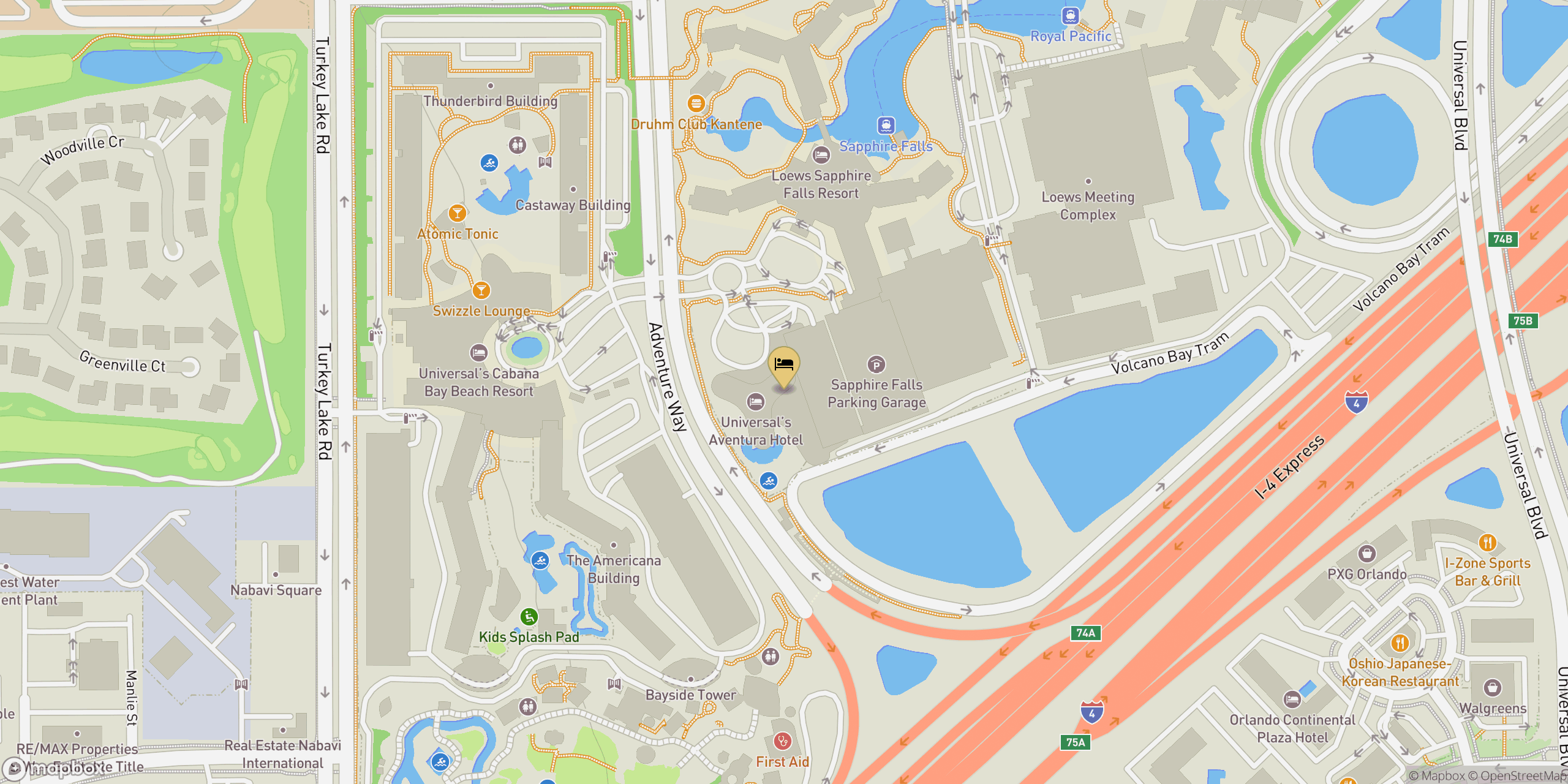 Map showing location of Aventura Hotel