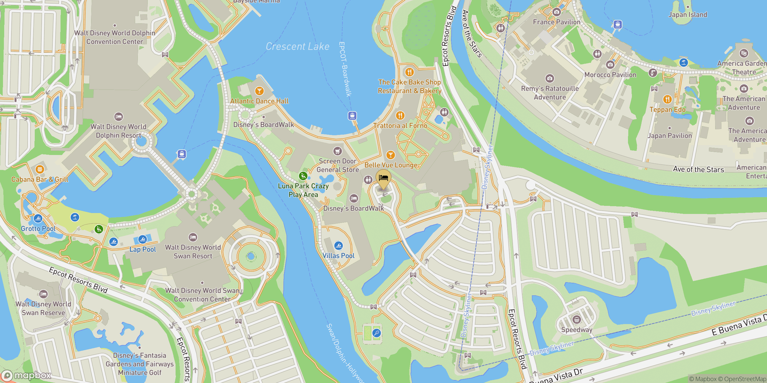 Map showing location of BoardWalk Inn