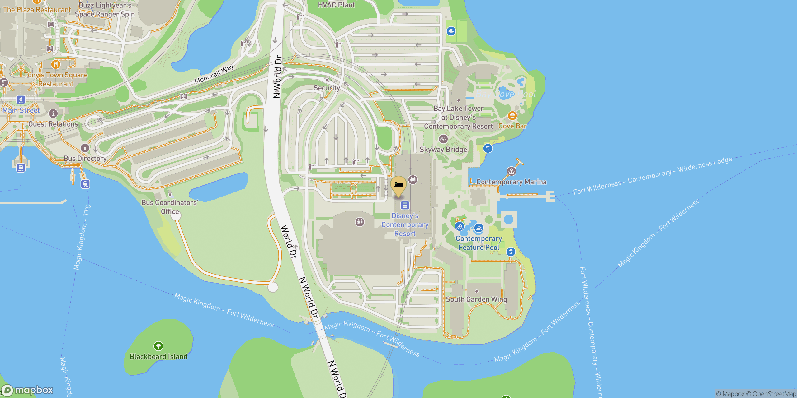 Map showing location of Contemporary Resort