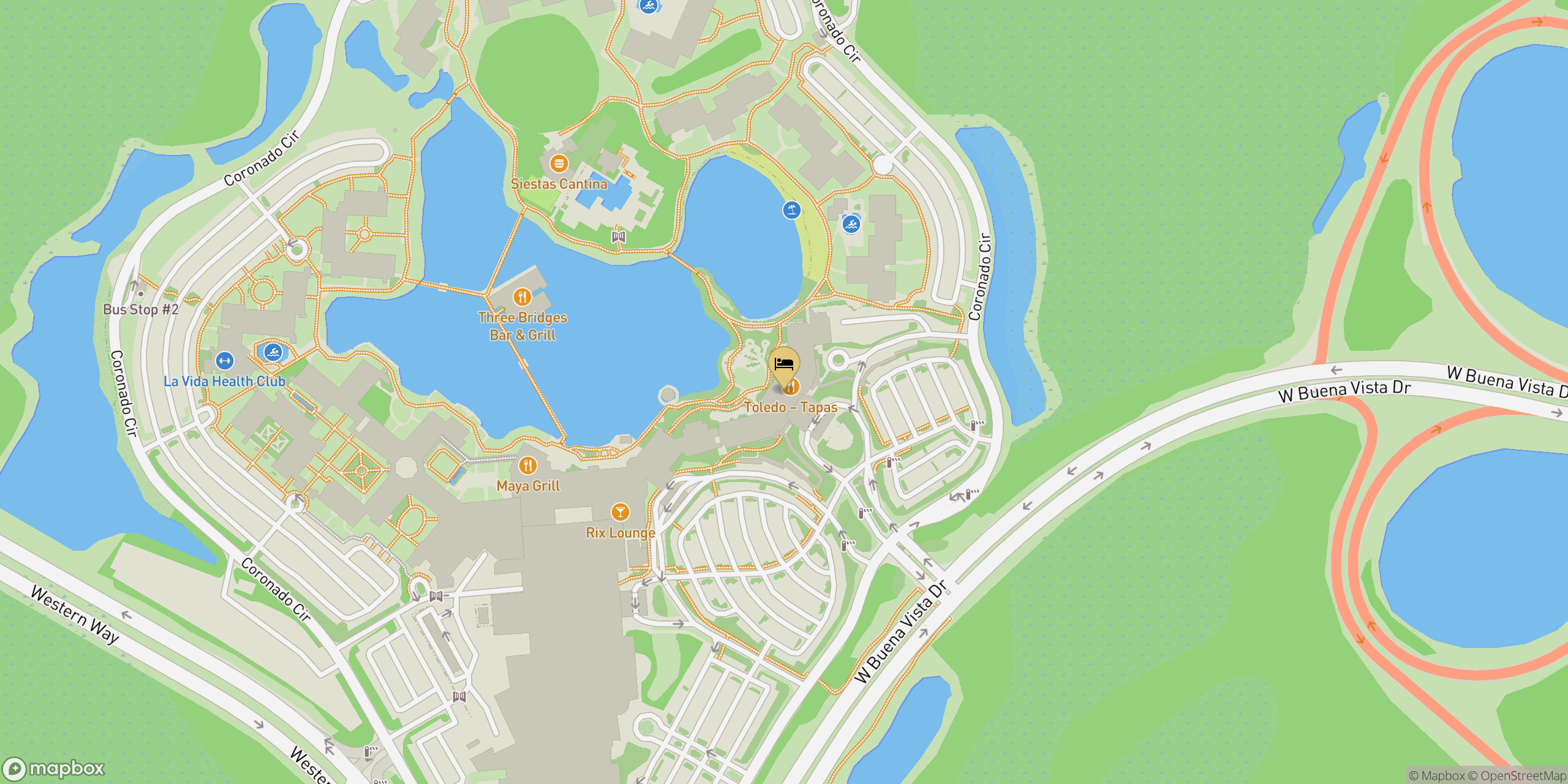 Map showing location of Coronado Springs Resort