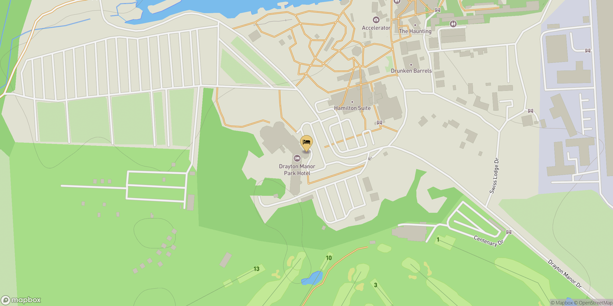 Map showing location of Drayton Manor Hotel