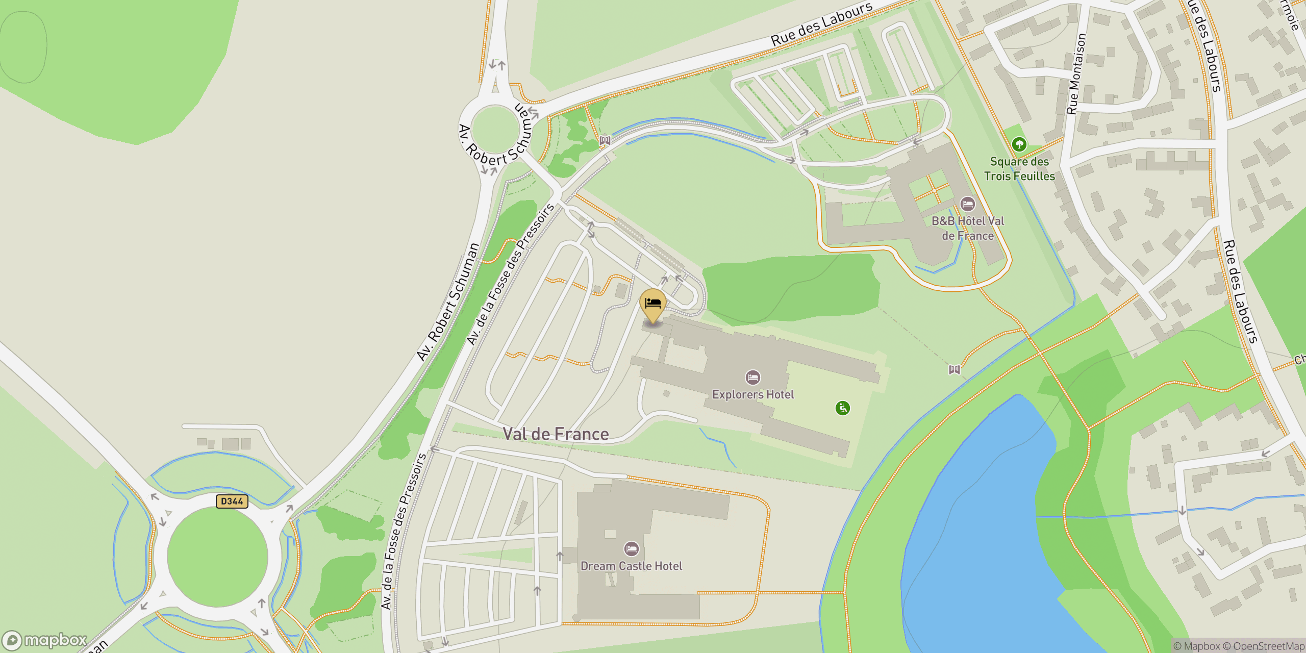 Map showing location of Explorers Hotel