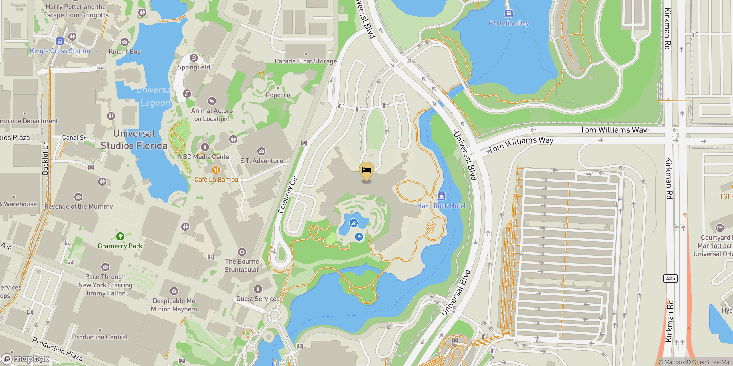 Map showing location of Hard Rock Hotel