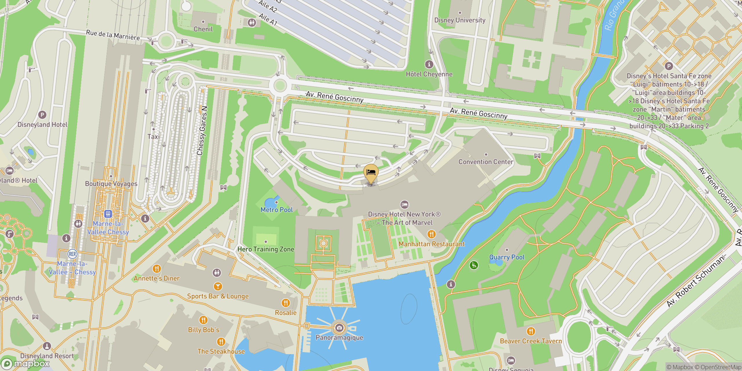 Map showing location of Hotel New York – The Art of Marvel