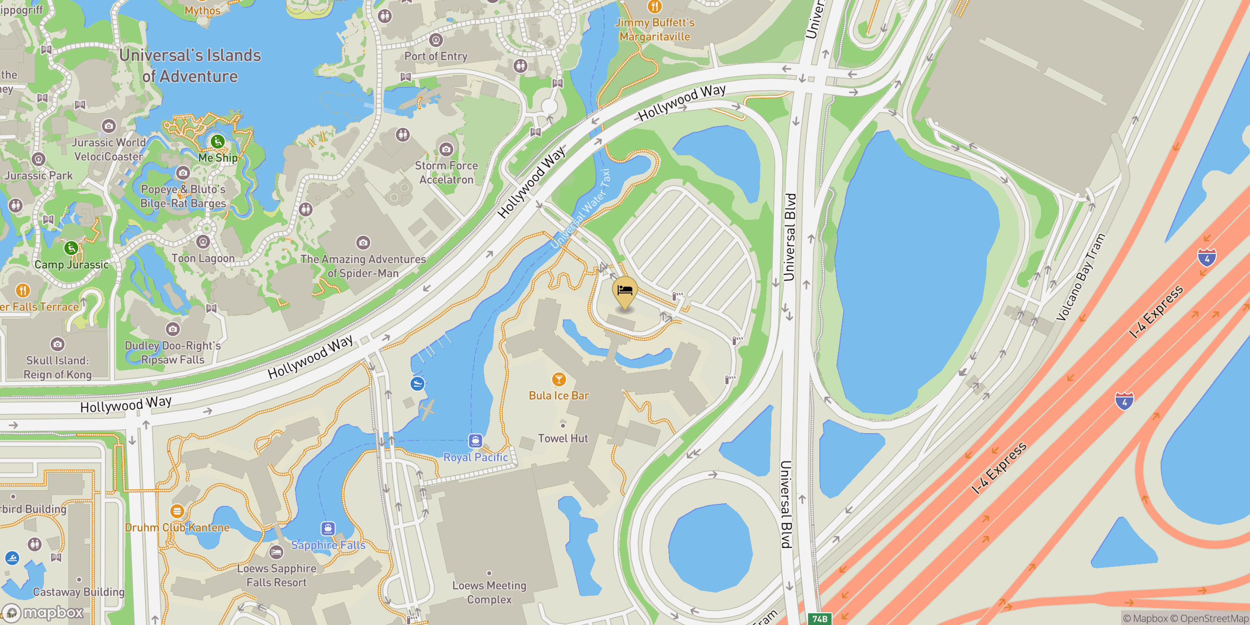 Map showing location of Loews Royal Pacific Resort