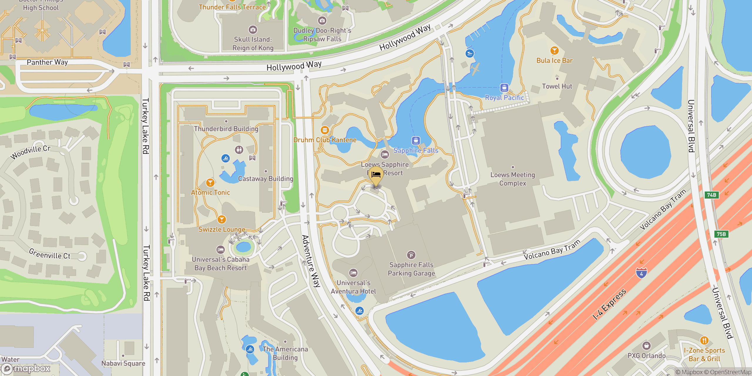 Map showing location of Loews Sapphire Falls Resort