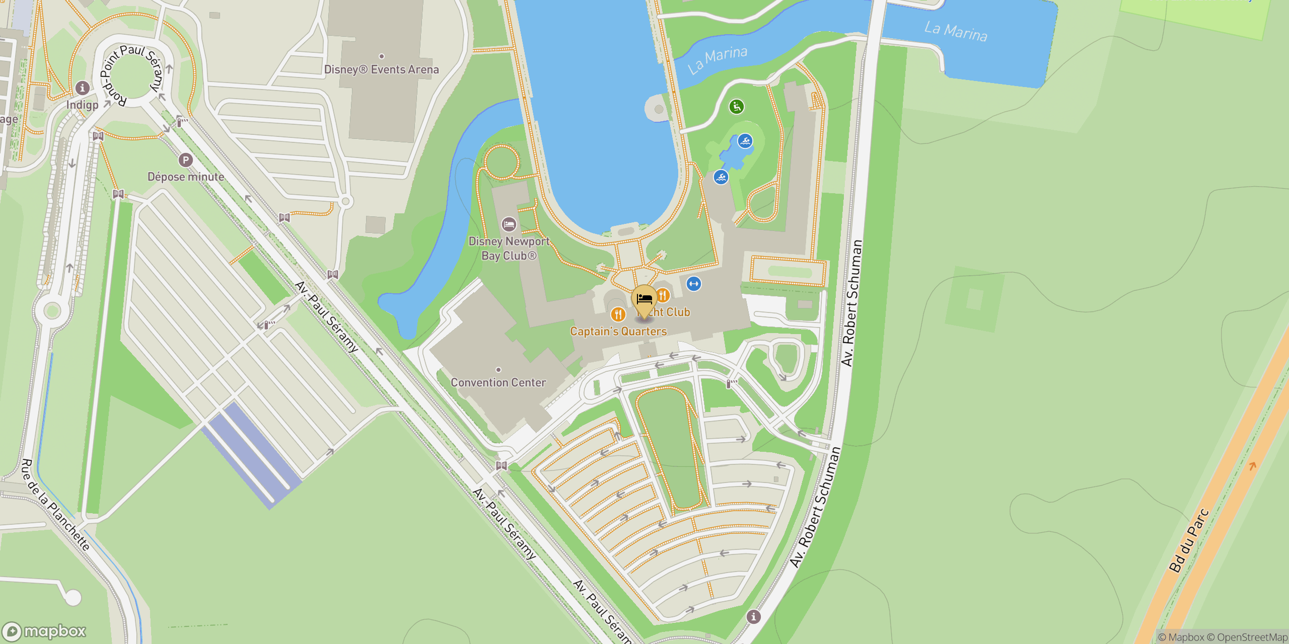 Map showing location of Newport Bay Club