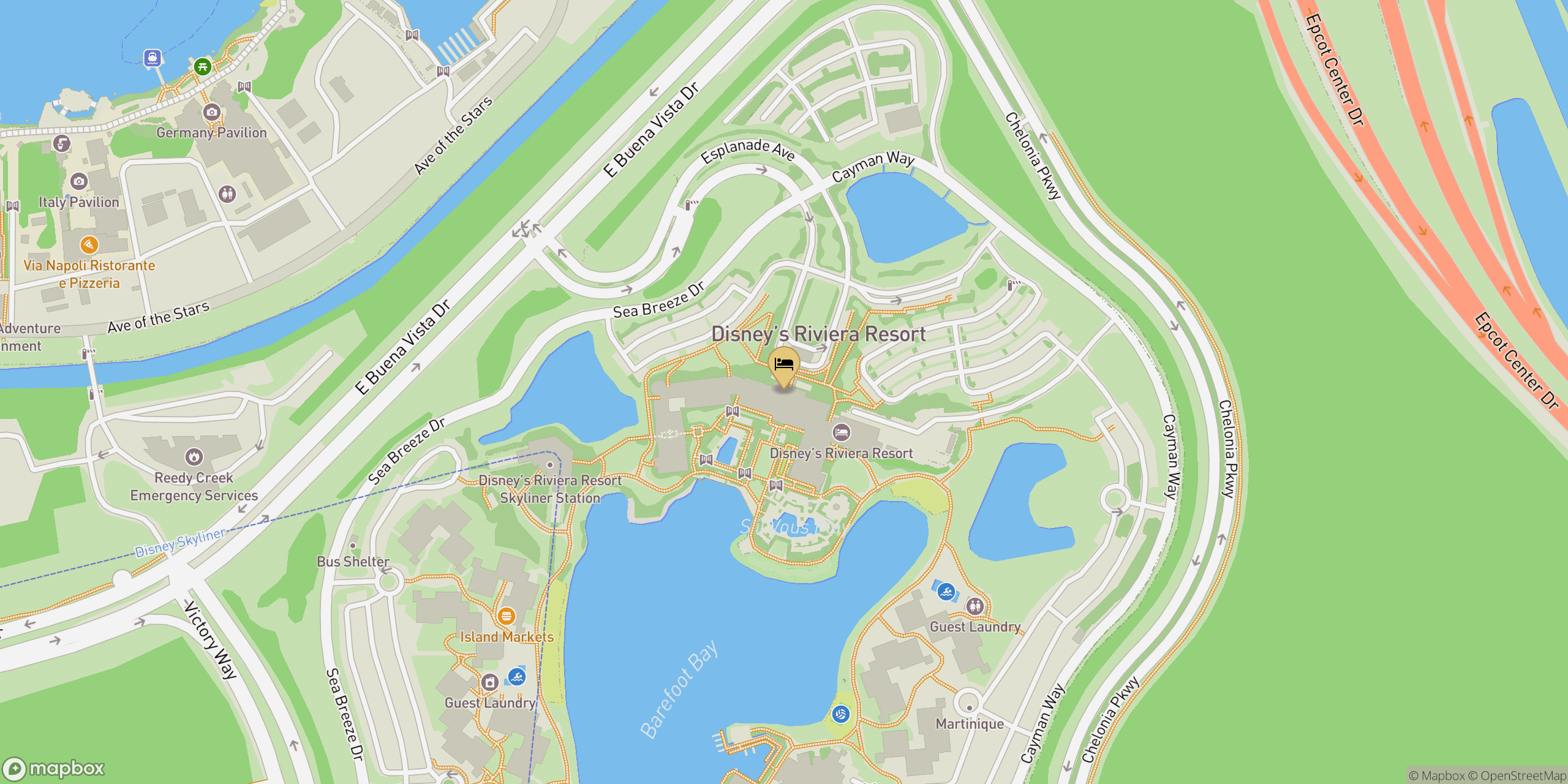 Map showing location of Riviera Resort