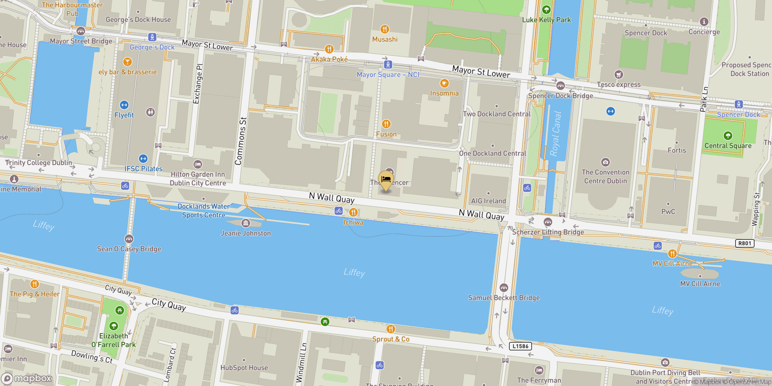 Map showing location of The Spencer Hotel