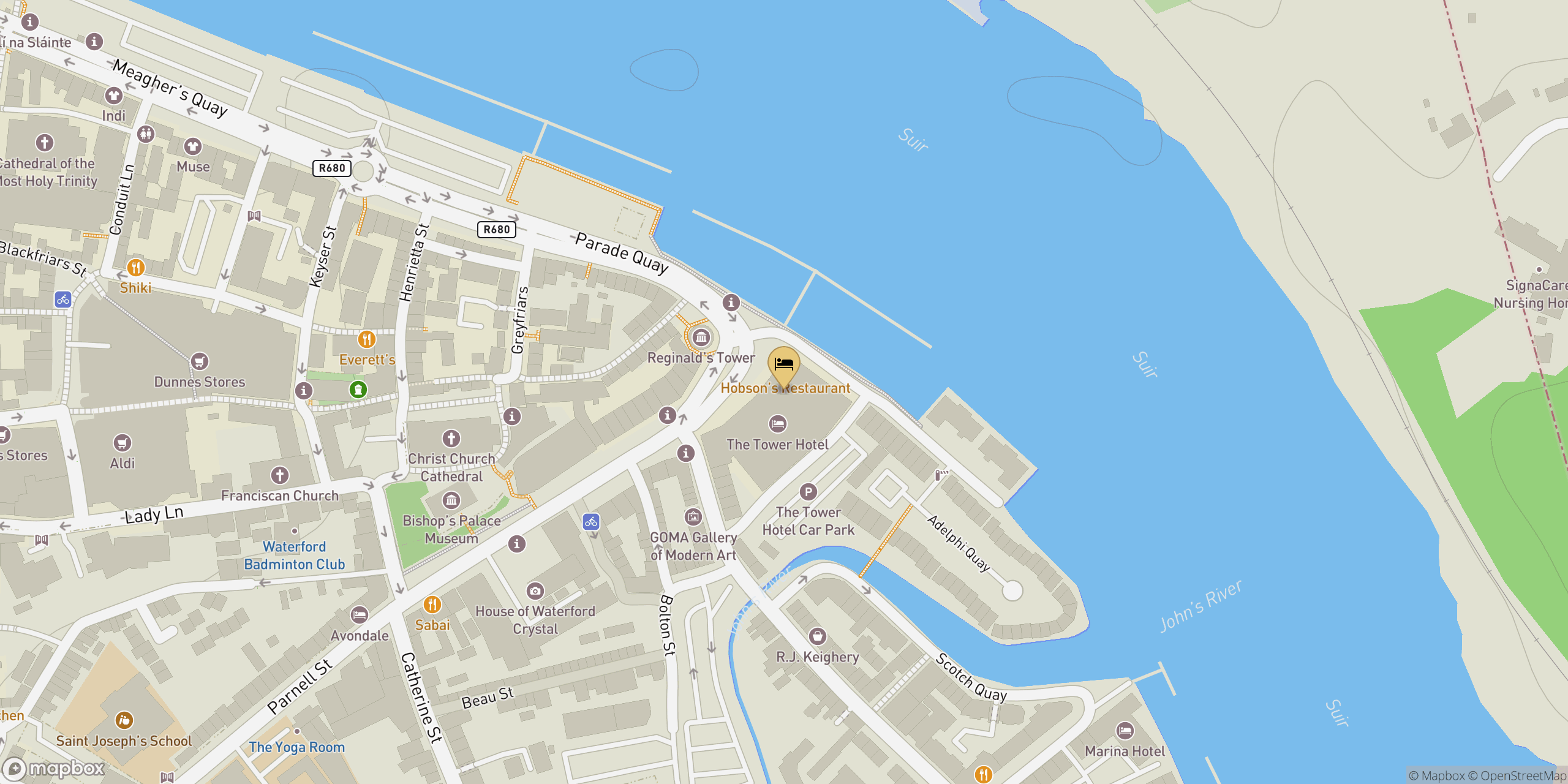 Map showing location of Tower Hotel Waterford