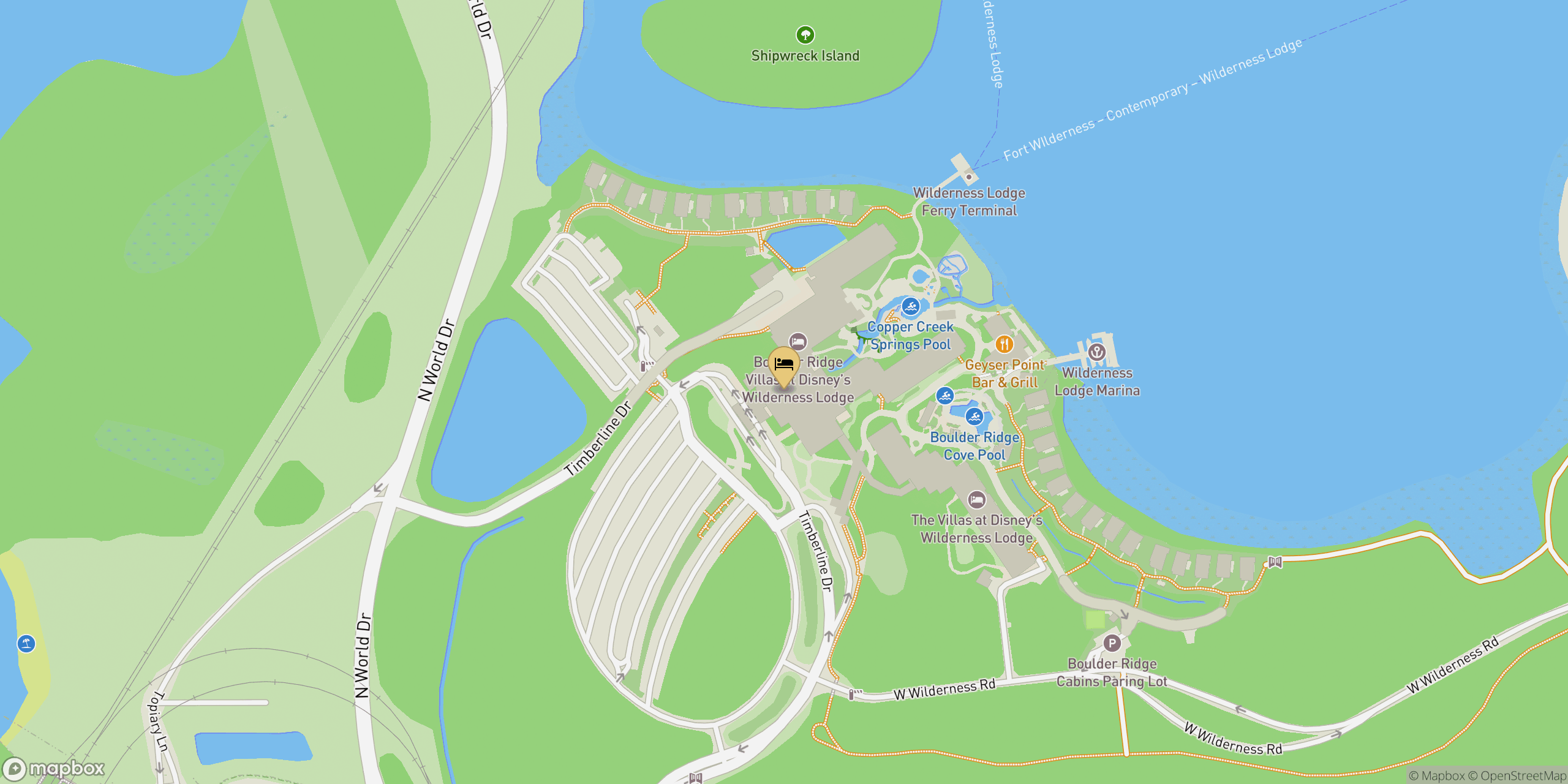 Map showing location of Wilderness Lodge
